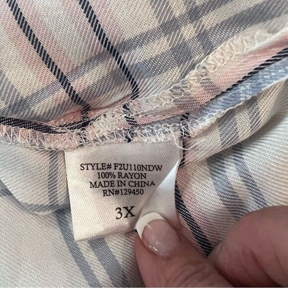 Plus Size Como Vintage White Blue Pink Blouse  Plaid size 3X - Picture 9 of 9